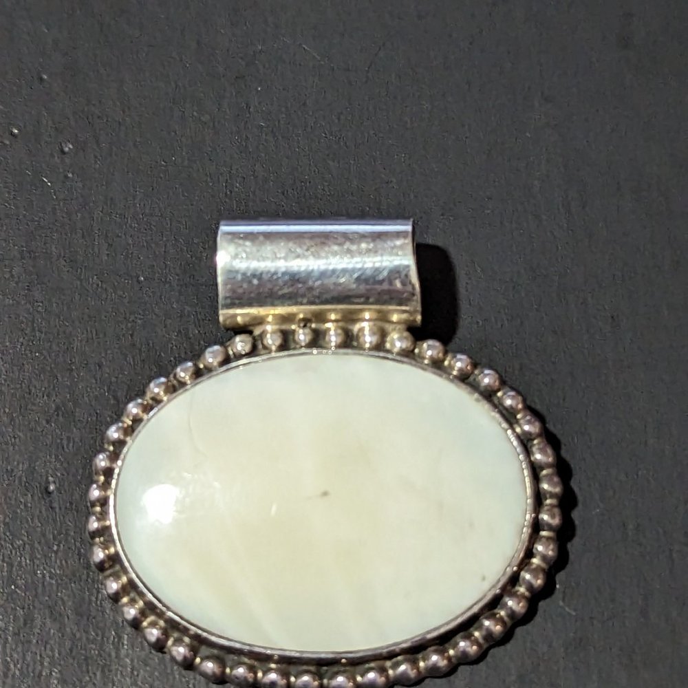 Large sterling silver and mother of pearl pendant to vintage - Picture 4 of 5